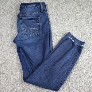 Silver Jeans Co Boyfriend Distressed Raw Hem Denim Jeans Blue W29 L29